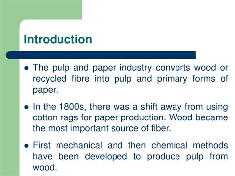 introduction of paper and pulp industry